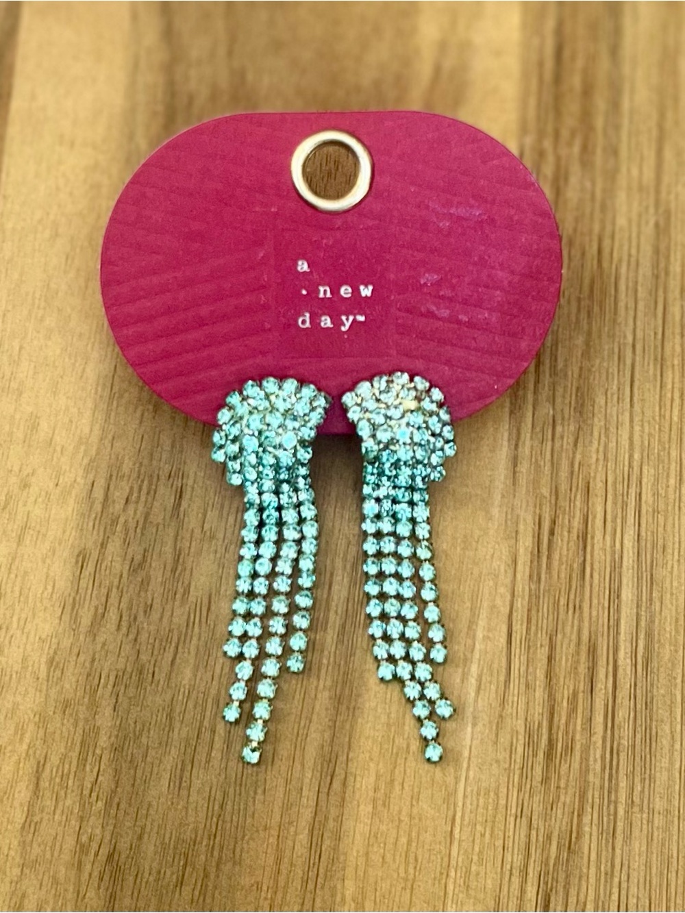 *3/$15 - A New Day, Light Green Rhinestone Fringe Drop Earrings